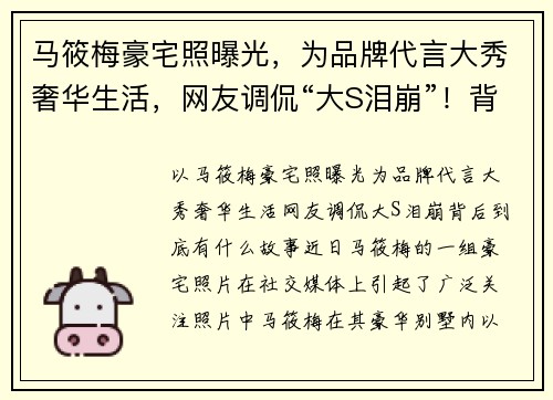马筱梅豪宅照曝光，为品牌代言大秀奢华生活，网友调侃“大S泪崩”！背后到底有什么故事？